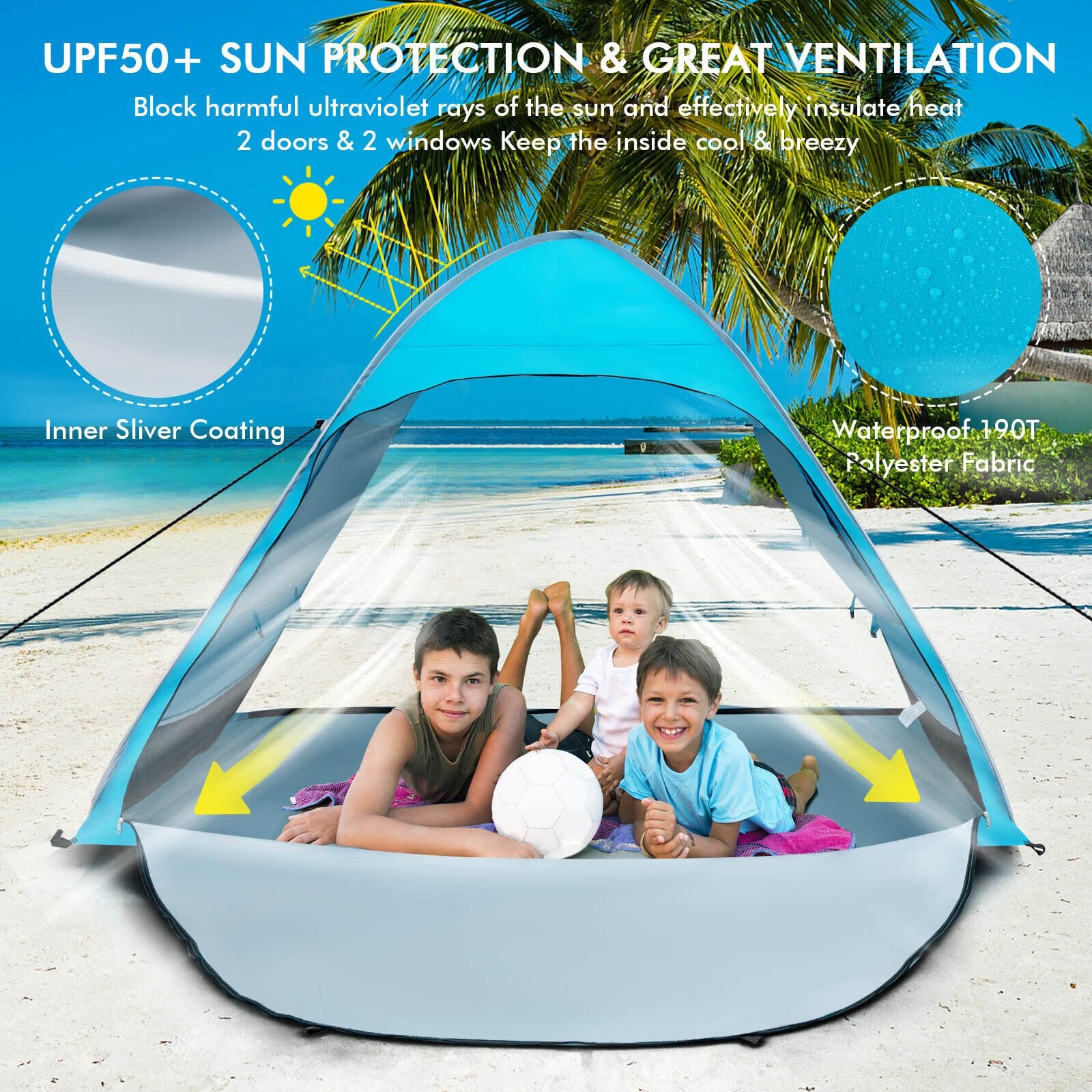 Automatic Pop-up Beach Tent with Carrying Bag, Blue Tents   at Gallery Canada