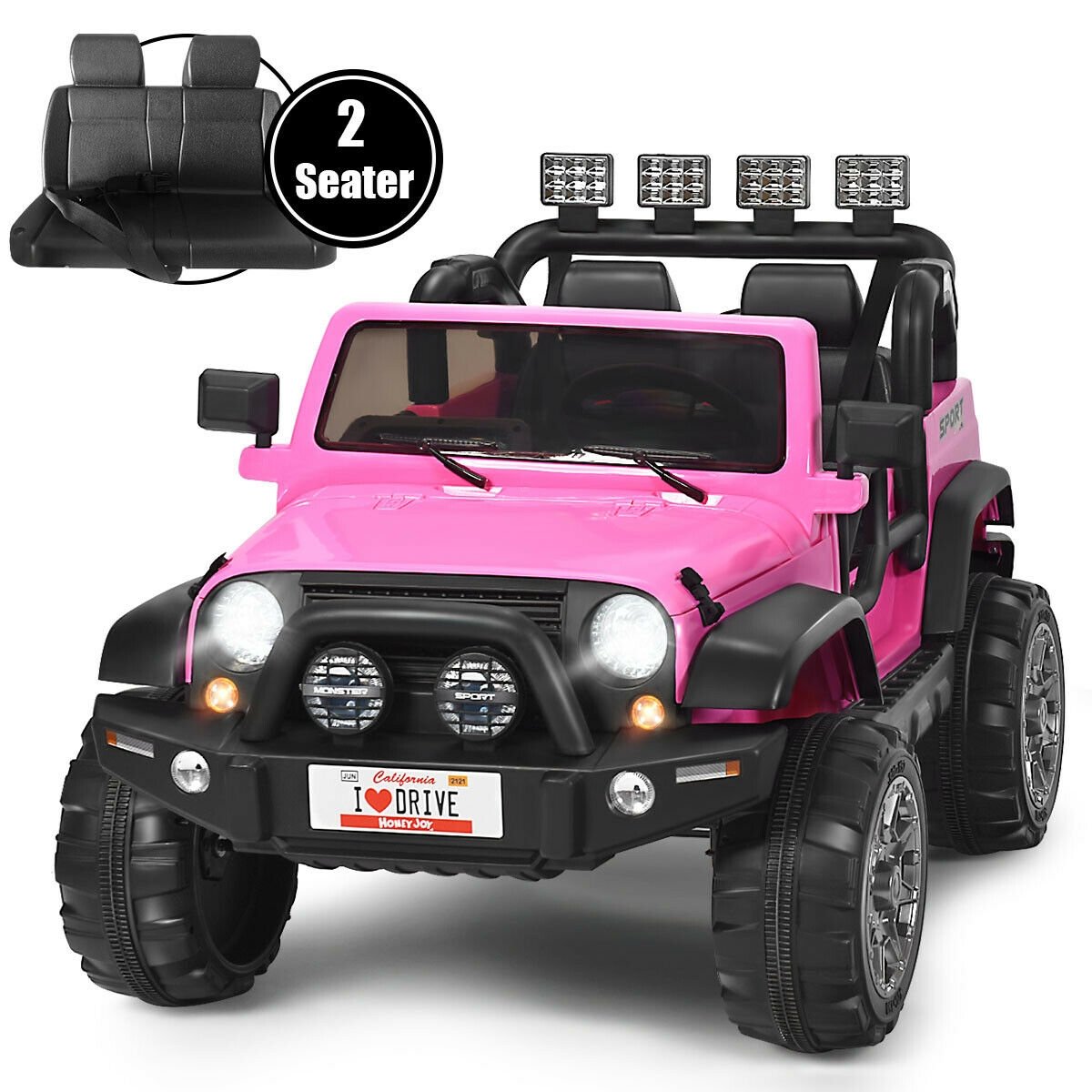 12V 2-Seater Ride on Car Truck with Remote Control and Storage Room, Pink Powered Ride On Toys   at Gallery Canada