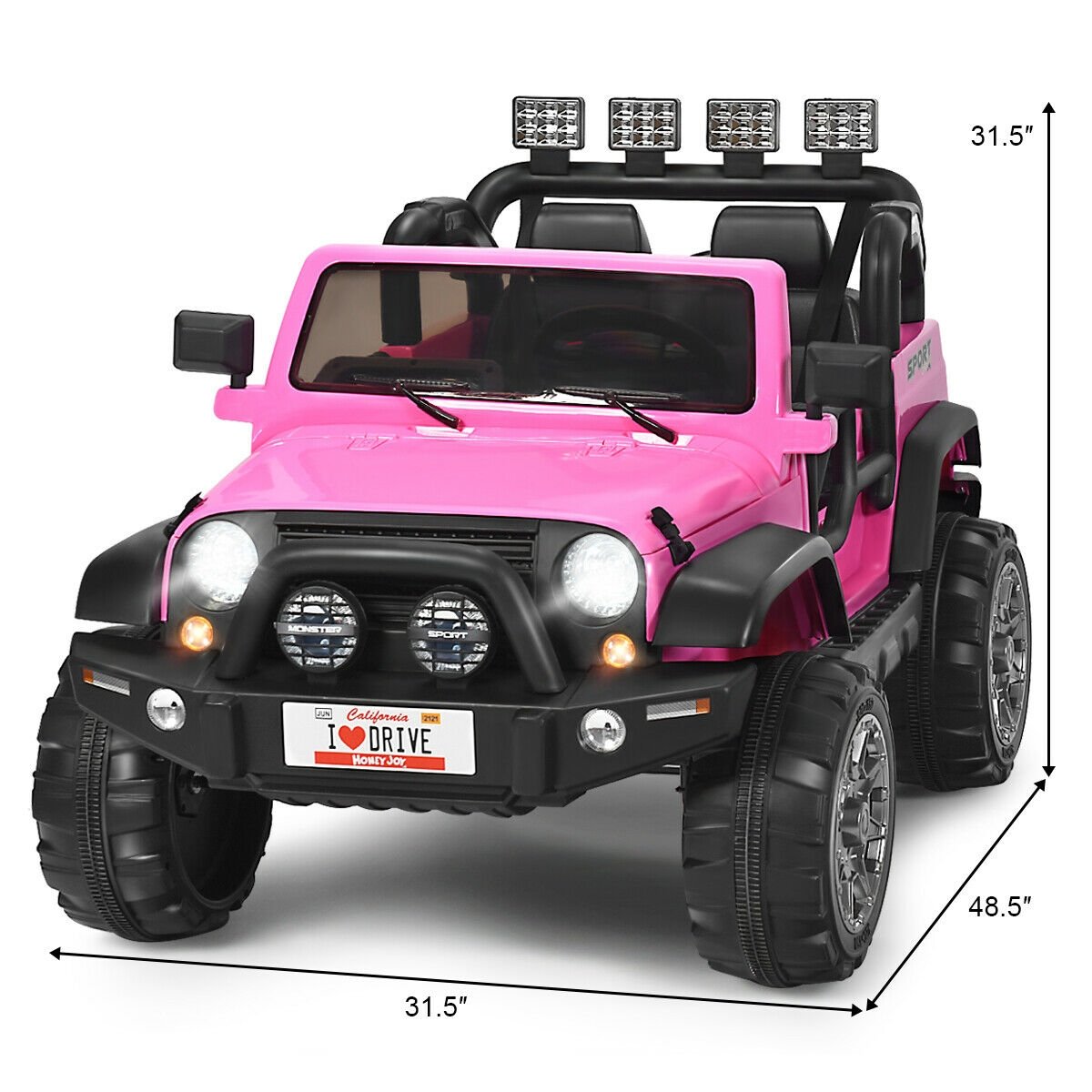 12V 2-Seater Ride on Car Truck with Remote Control and Storage Room, Pink Powered Ride On Toys   at Gallery Canada