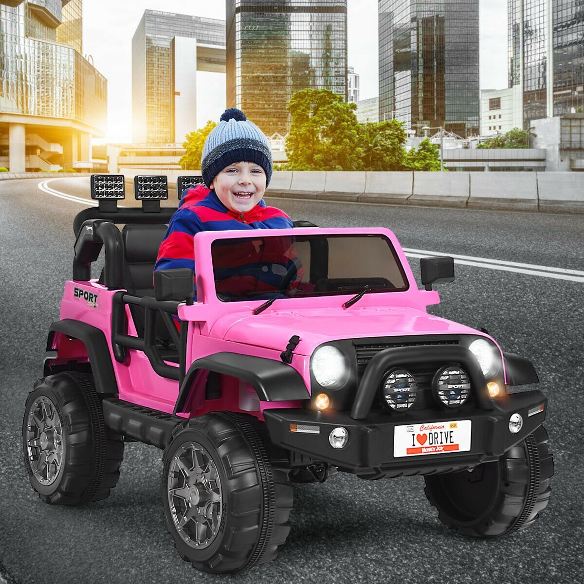 12V 2-Seater Ride on Car Truck with Remote Control and Storage Room, Pink Powered Ride On Toys   at Gallery Canada