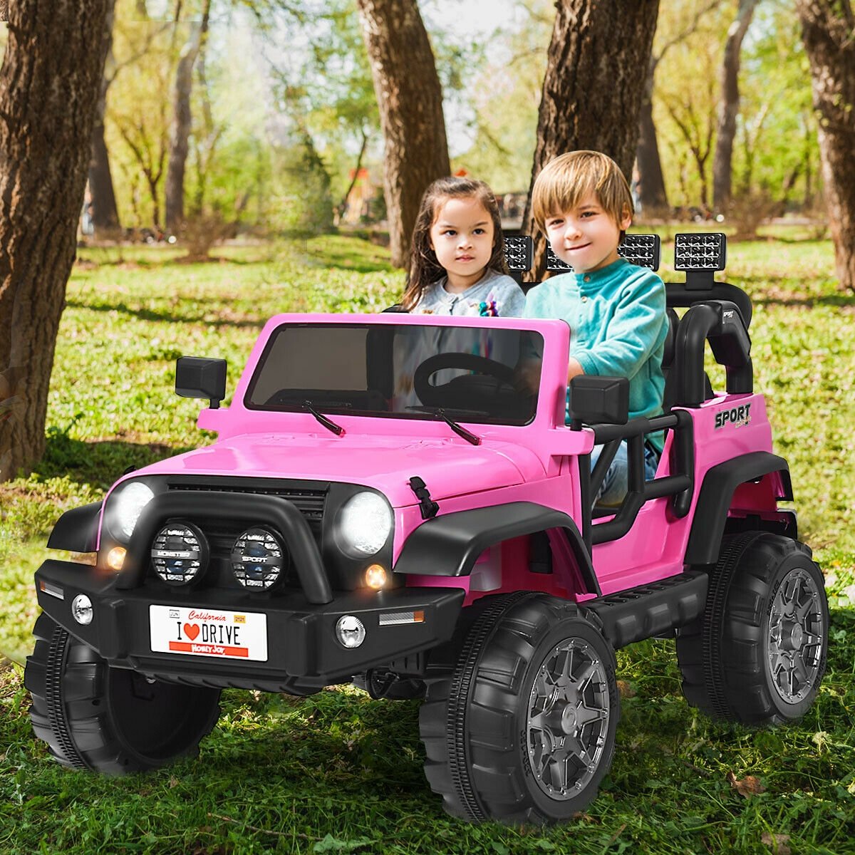 12V 2-Seater Ride on Car Truck with Remote Control and Storage Room, Pink Powered Ride On Toys   at Gallery Canada