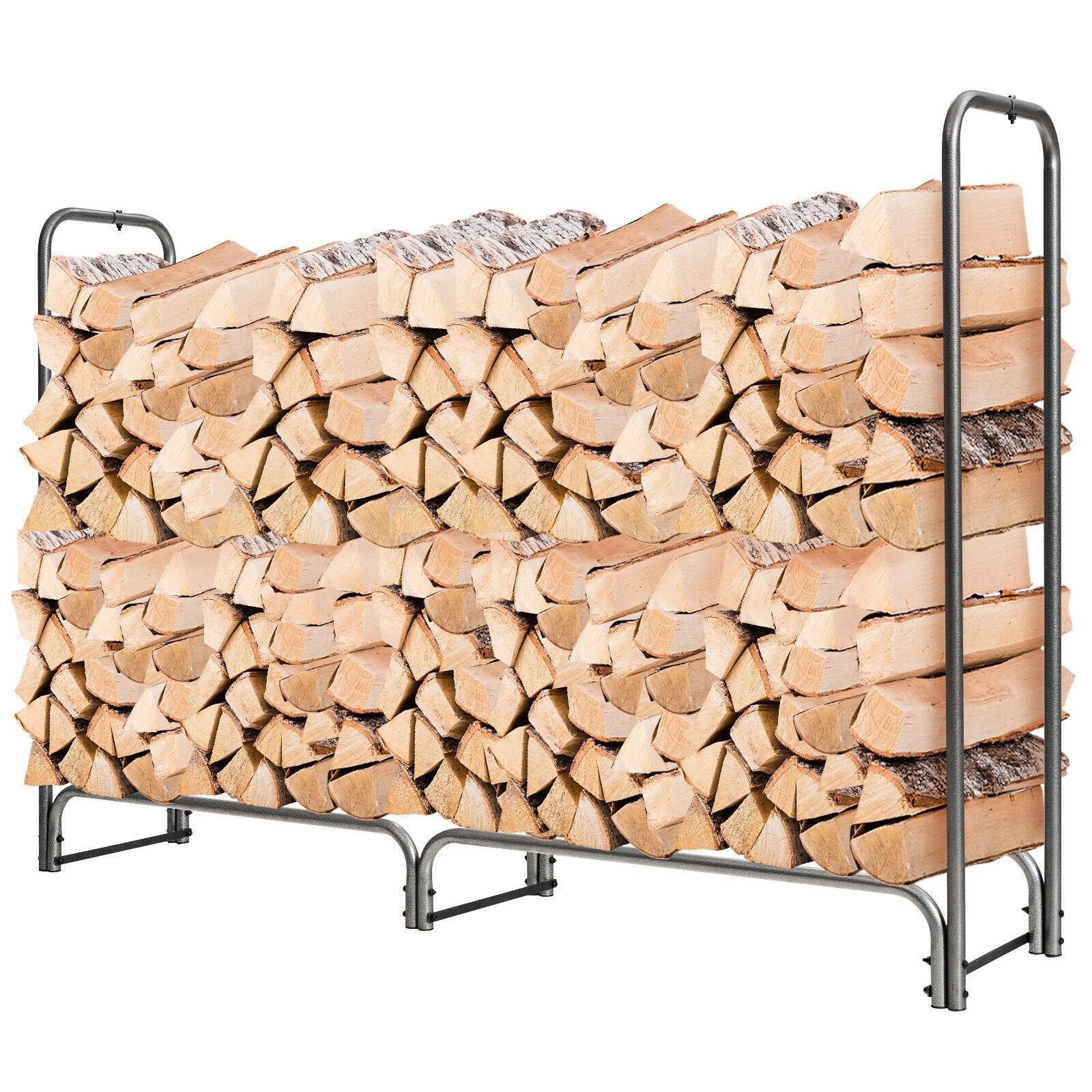 4 Feet/5 Feet/6 Feet/8 Feet Firewood Storage Log Rack-6 Feet, Black - Gallery Canada