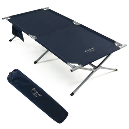 Extra Wide Folding Camping Bed with Carry Bag and Storage Bag, Blue Camping Furniture   at Gallery Canada