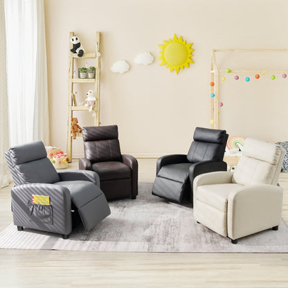 Ergonomic PU Leather Kids Recliner Lounge Sofa for 3-12 Age Group, Black Kids Chairs & Seating   at Gallery Canada