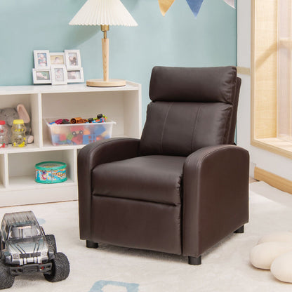 Ergonomic PU Leather Kids Recliner Lounge Sofa for 3-12 Age Group, Brown - Gallery Canada