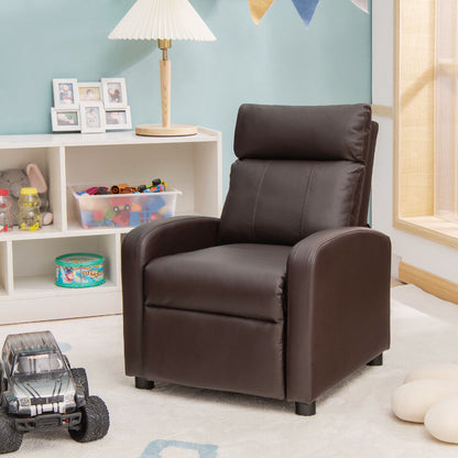 Ergonomic PU Leather Kids Recliner Lounge Sofa for 3-12 Age Group, Brown Kids Chairs & Seating   at Gallery Canada