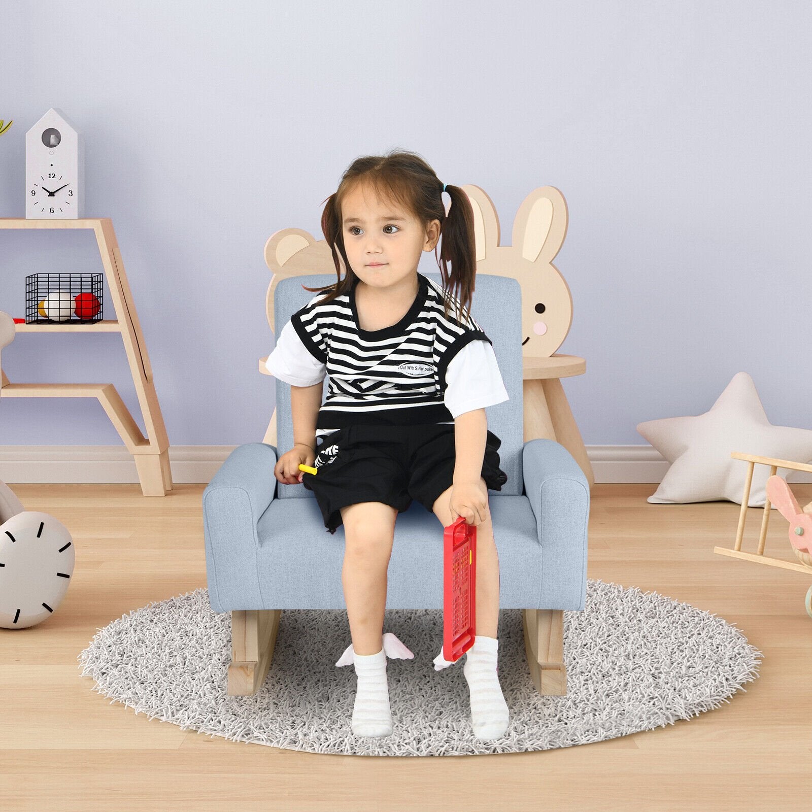 Kids Rocking Chair with Solid Wood Legs, Blue Kids Chairs & Seating   at Gallery Canada