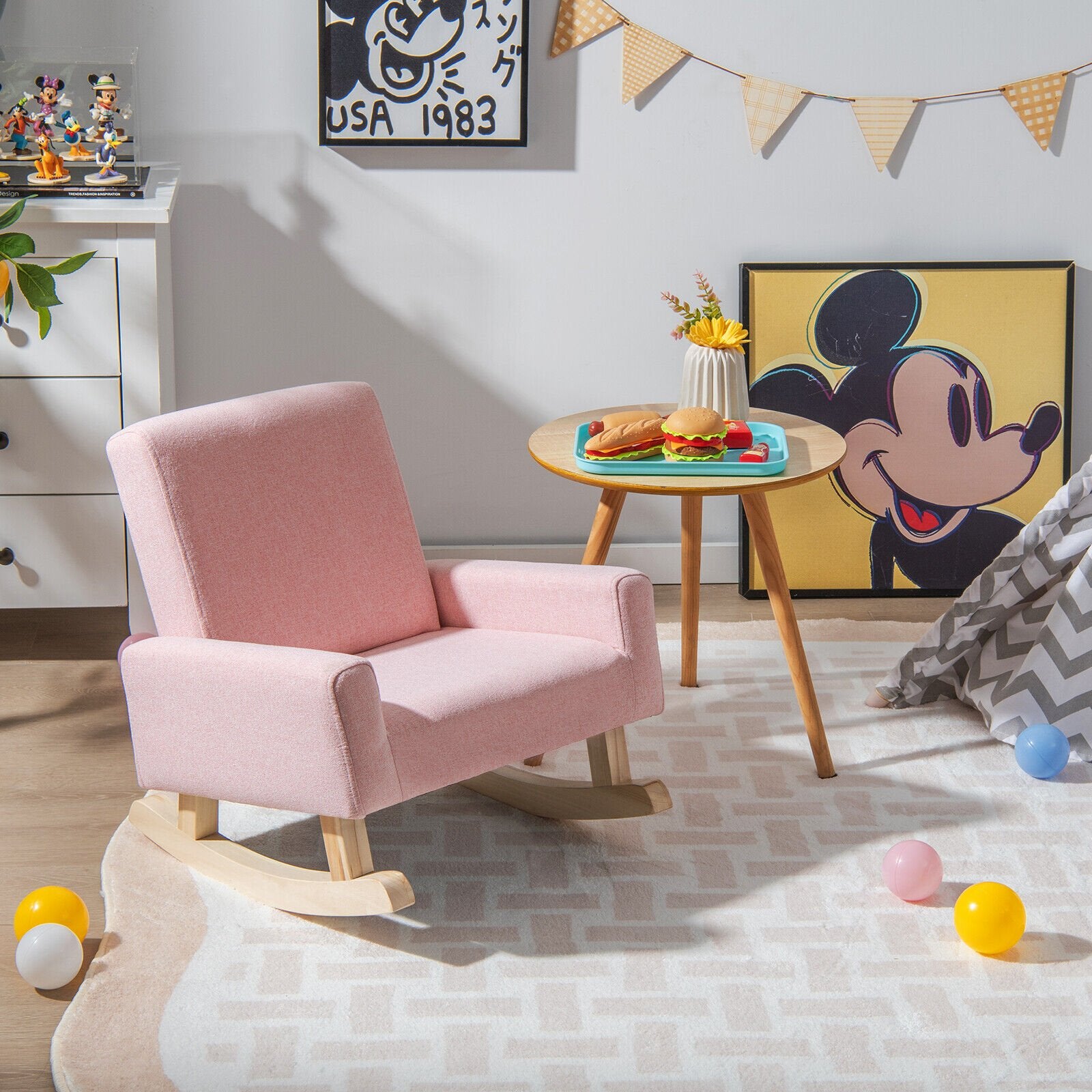 Kids Rocking Chair with Solid Wood Legs, Pink Kids Chairs & Seating   at Gallery Canada