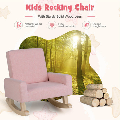 Kids Rocking Chair with Solid Wood Legs, Pink Kids Chairs & Seating   at Gallery Canada