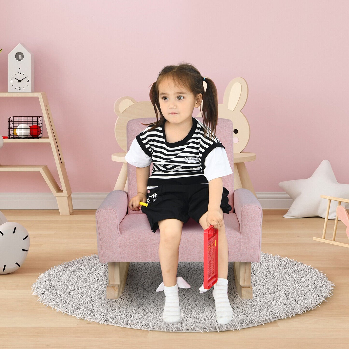 Kids Rocking Chair with Solid Wood Legs, Pink Kids Chairs & Seating   at Gallery Canada