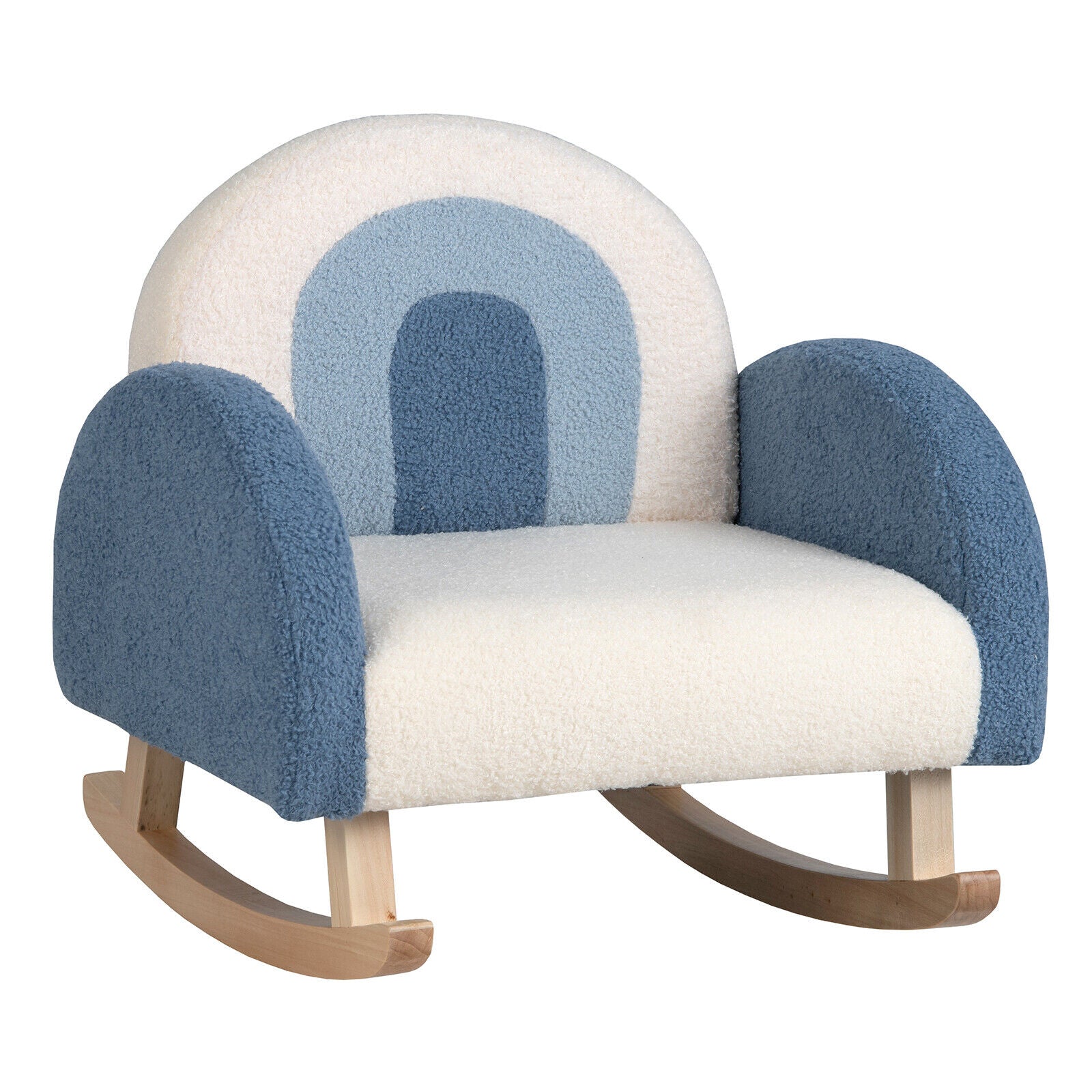 Kids Rocking Chair Children Velvet Upholstered Sofa with Solid Wood Legs, Blue Kids Chairs & Seating Blue  at Gallery Canada