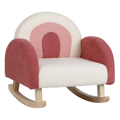 Kids Rocking Chair Children Velvet Upholstered Sofa with Solid Wood Legs, Red Kids Chairs & Seating Red  at Gallery Canada