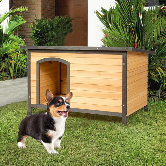 Wood Extreme Weather Resistant Pet Log Cabin-M, Natural Dog Kennels   at Gallery Canada