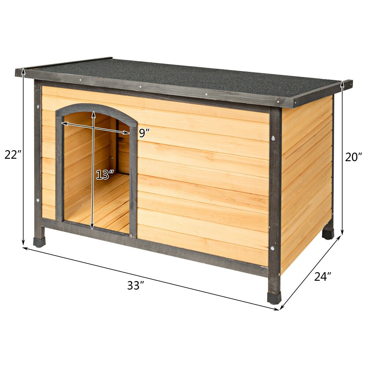 Wood Extreme Weather Resistant Pet Log Cabin-M, Natural - Gallery Canada