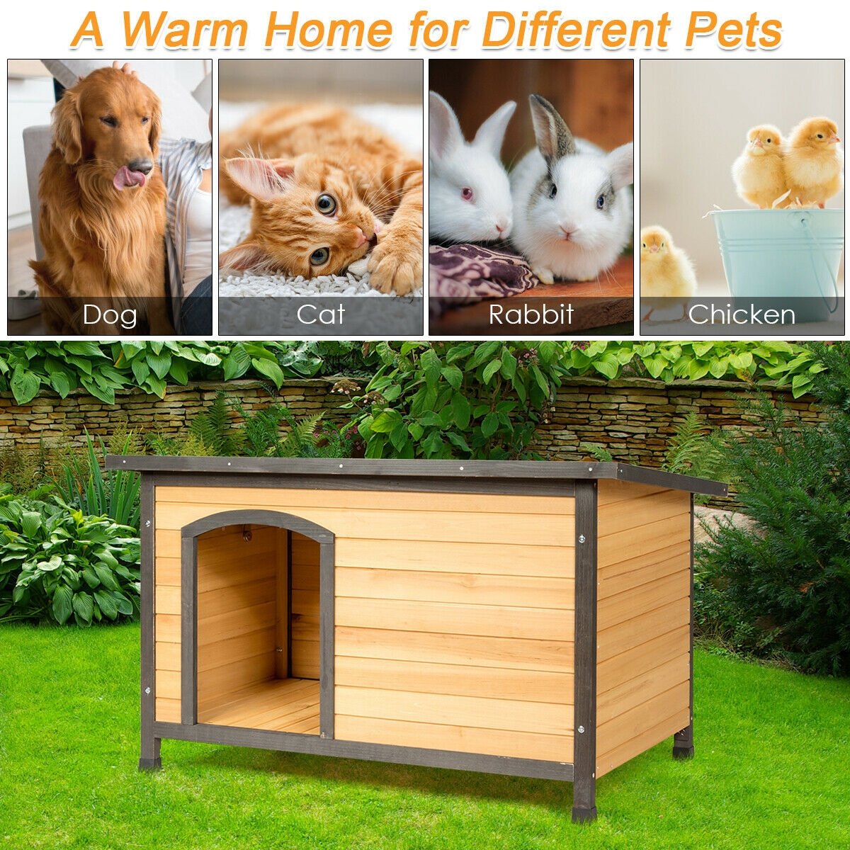 Wood Extreme Weather Resistant Pet Log Cabin-L, Natural Dog Kennels   at Gallery Canada