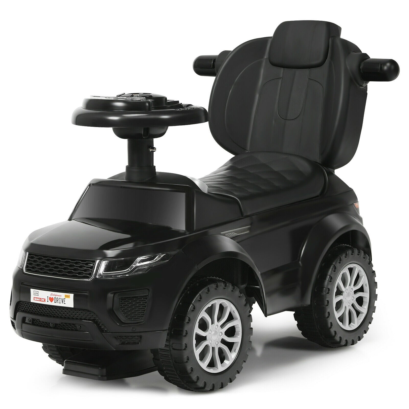 Honey Joy 3 in 1 Ride on Push Car Toddler Stroller Sliding Car with Music, Black Push & Pedal Ride On Toys Black at Gallery Canada