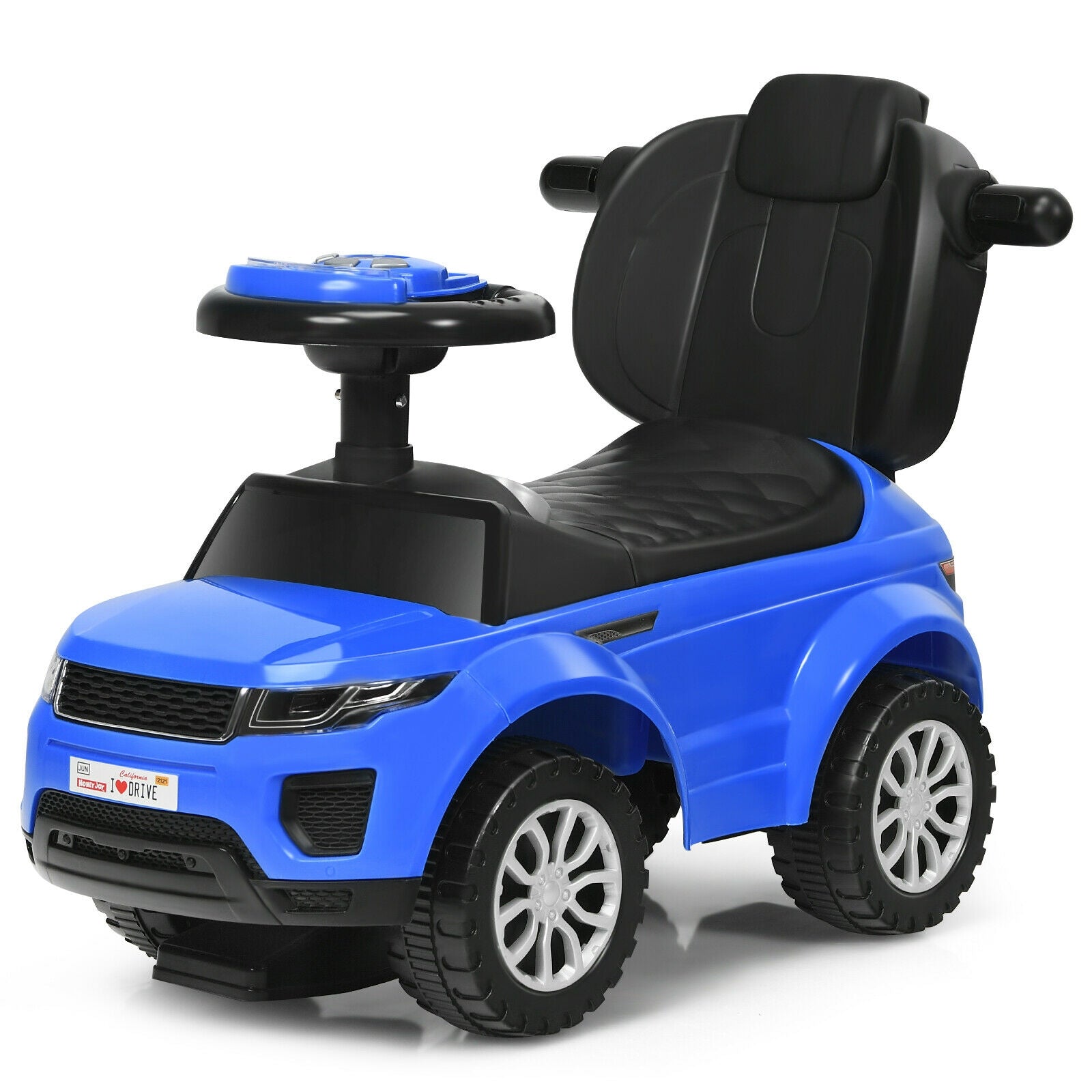 3 In 1 Ride on Push Car Toddler Stroller Sliding Car with Music, Blue Push & Pedal Ride On Toys at Gallery Canada