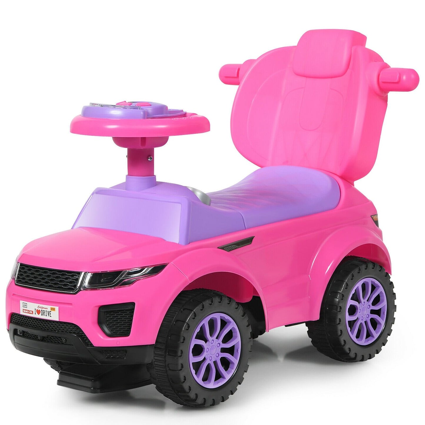 Honey Joy 3 in 1 Ride on Push Car Toddler Stroller Sliding Car with Music, Pink Push & Pedal Ride On Toys   at Gallery Canada