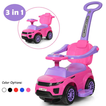 Honey Joy 3 in 1 Ride on Push Car Toddler Stroller Sliding Car with Music, Pink Push & Pedal Ride On Toys   at Gallery Canada