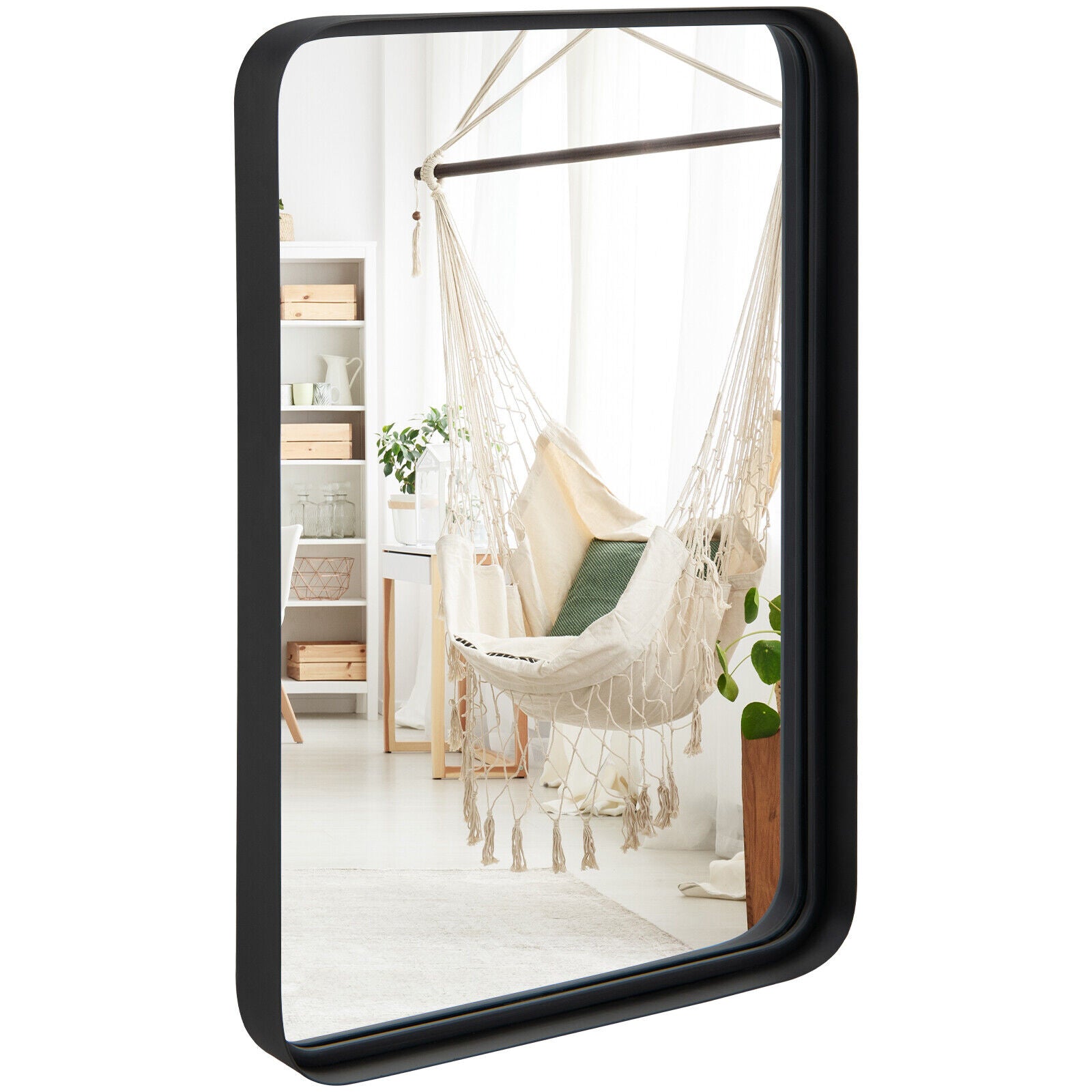 Rectangular Wall Mount Bathroom Mirror with Solid Steel Frame-S, Black Wall Mirrors at Gallery Canada