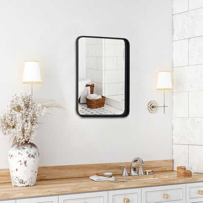 Rectangular Wall Mount Bathroom Mirror with Solid Steel Frame-S, Black Wall Mirrors at Gallery Canada