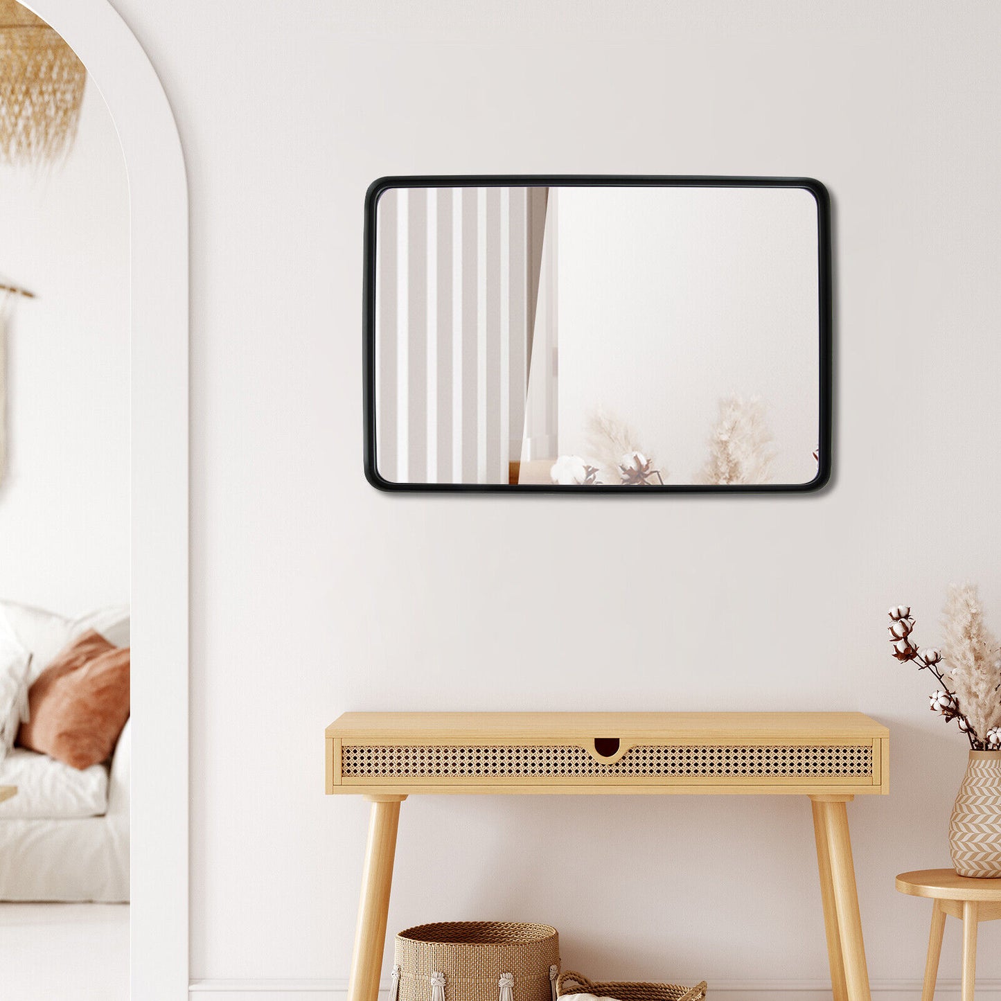 Rectangular Wall Mount Bathroom Mirror with Solid Steel Frame-L, Black Wall Mirrors at Gallery Canada