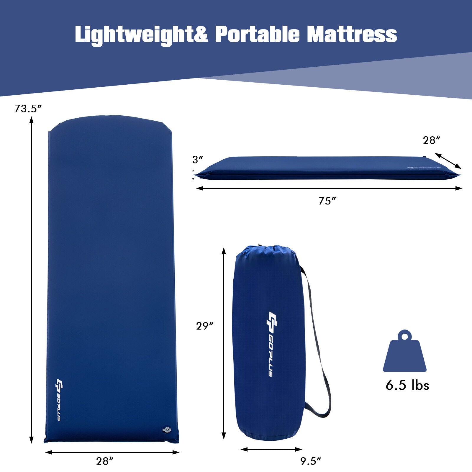 Self-inflating Lightweight Folding Foam Sleeping Cot with Storage bag, Blue Air Mattresses & Sleeping Bags at Gallery Canada