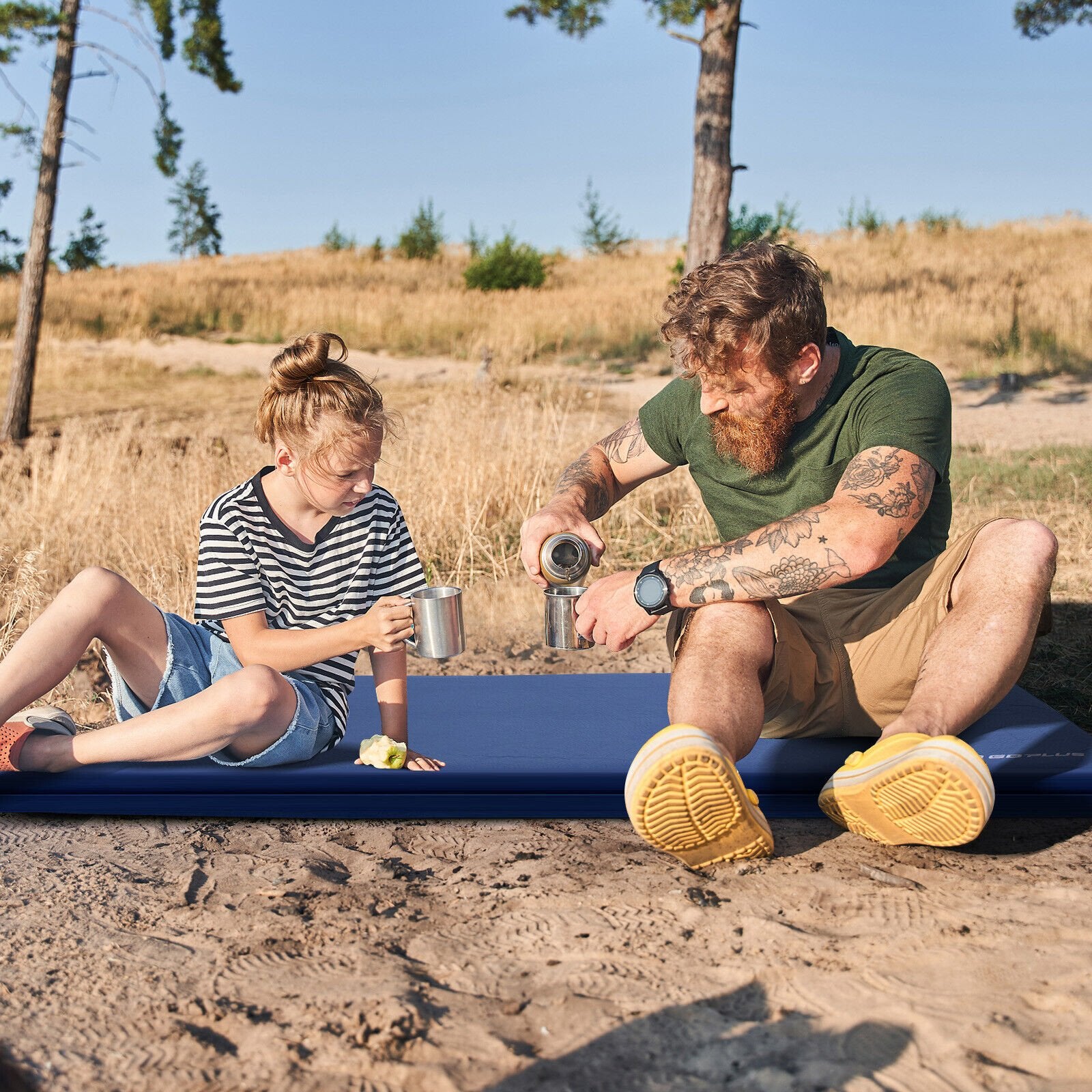 Self-inflating Lightweight Folding Foam Sleeping Cot with Storage bag, Blue Air Mattresses & Sleeping Bags   at Gallery Canada