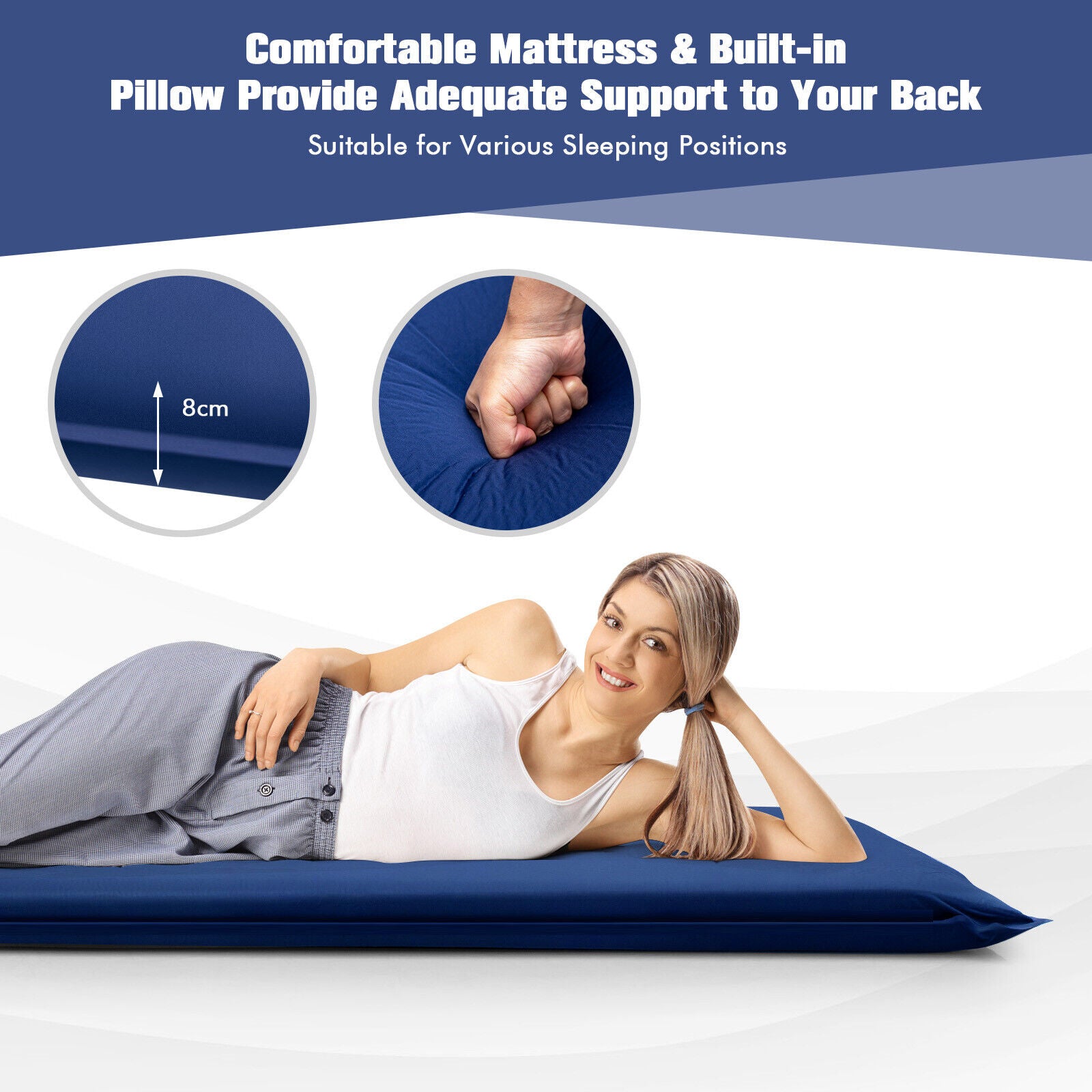 Self-inflating Lightweight Folding Foam Sleeping Cot with Storage bag, Blue Air Mattresses & Sleeping Bags at Gallery Canada