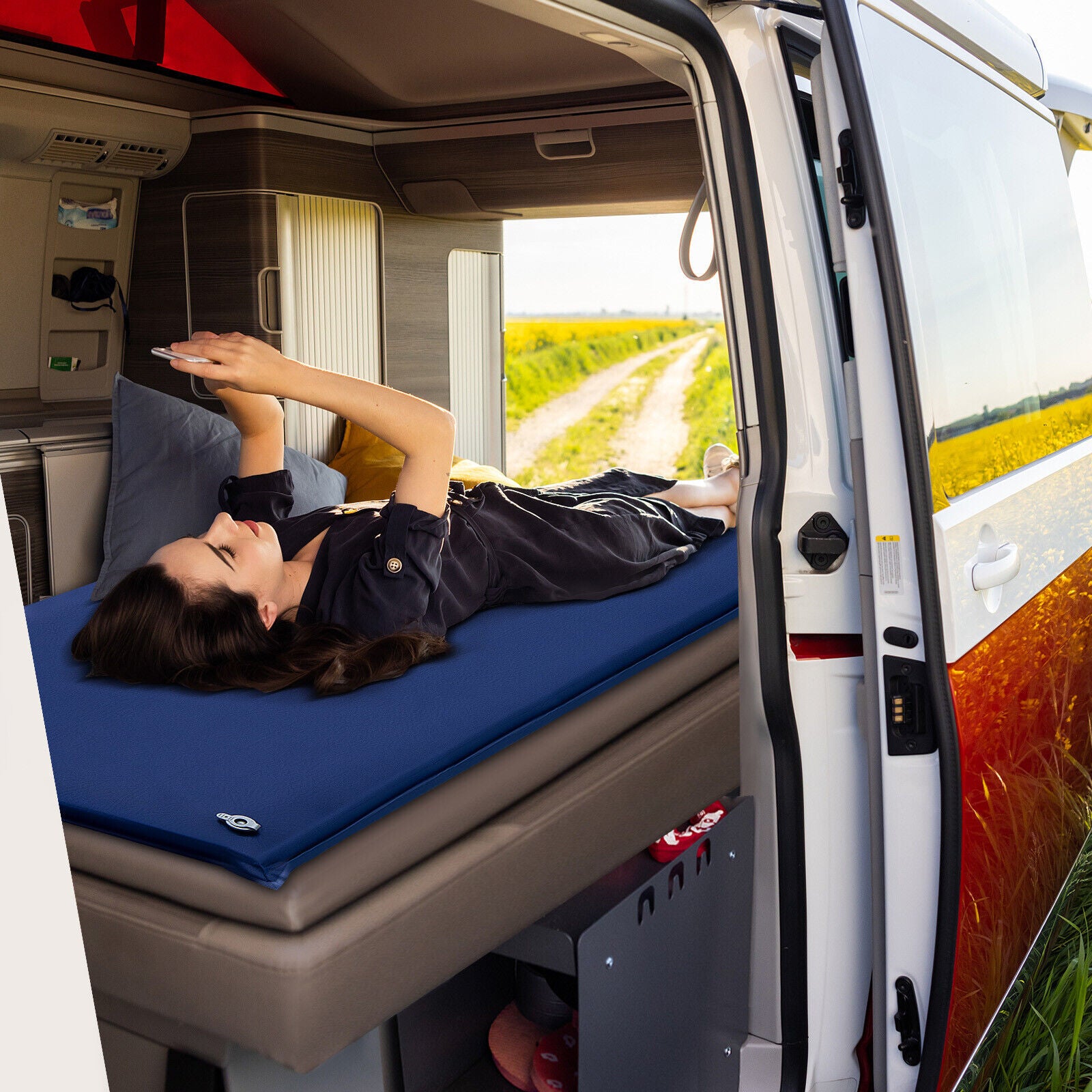 Self-inflating Lightweight Folding Foam Sleeping Cot with Storage bag, Blue Air Mattresses & Sleeping Bags at Gallery Canada