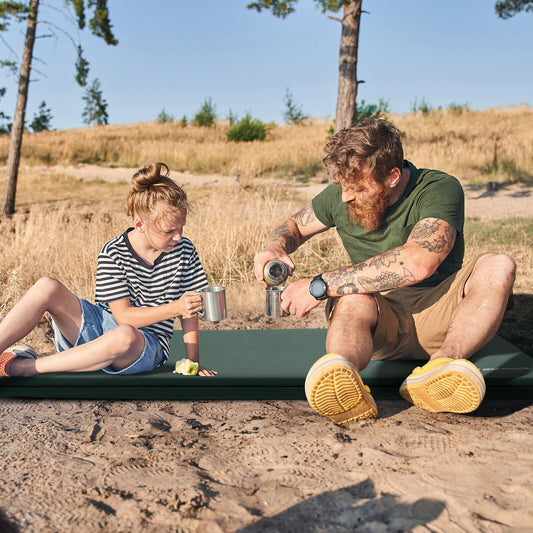 Self-inflating Lightweight Folding Foam Sleeping Cot with Storage bag, Green - Gallery Canada