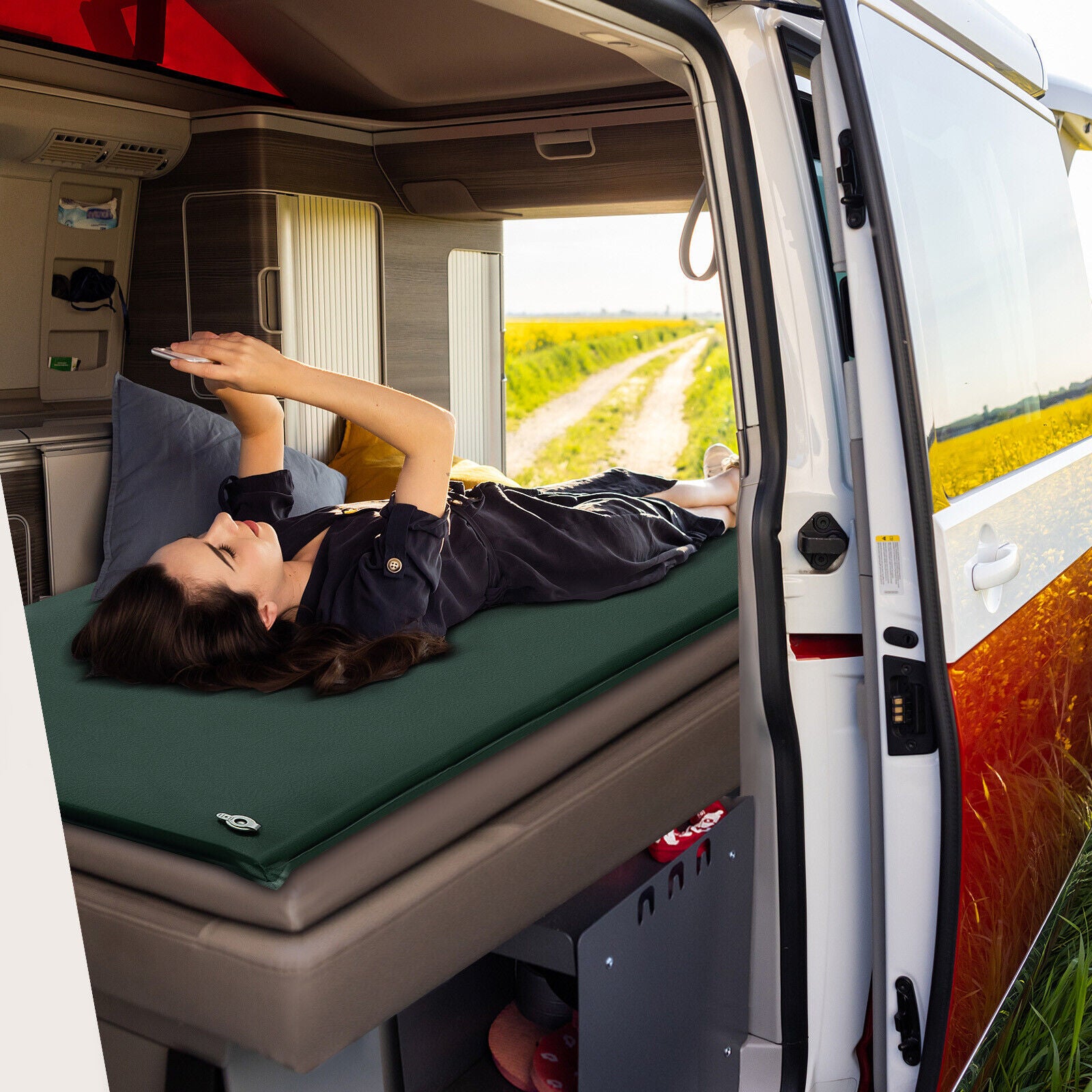Self-inflating Lightweight Folding Foam Sleeping Cot with Storage bag, Green Air Mattresses & Sleeping Bags at Gallery Canada