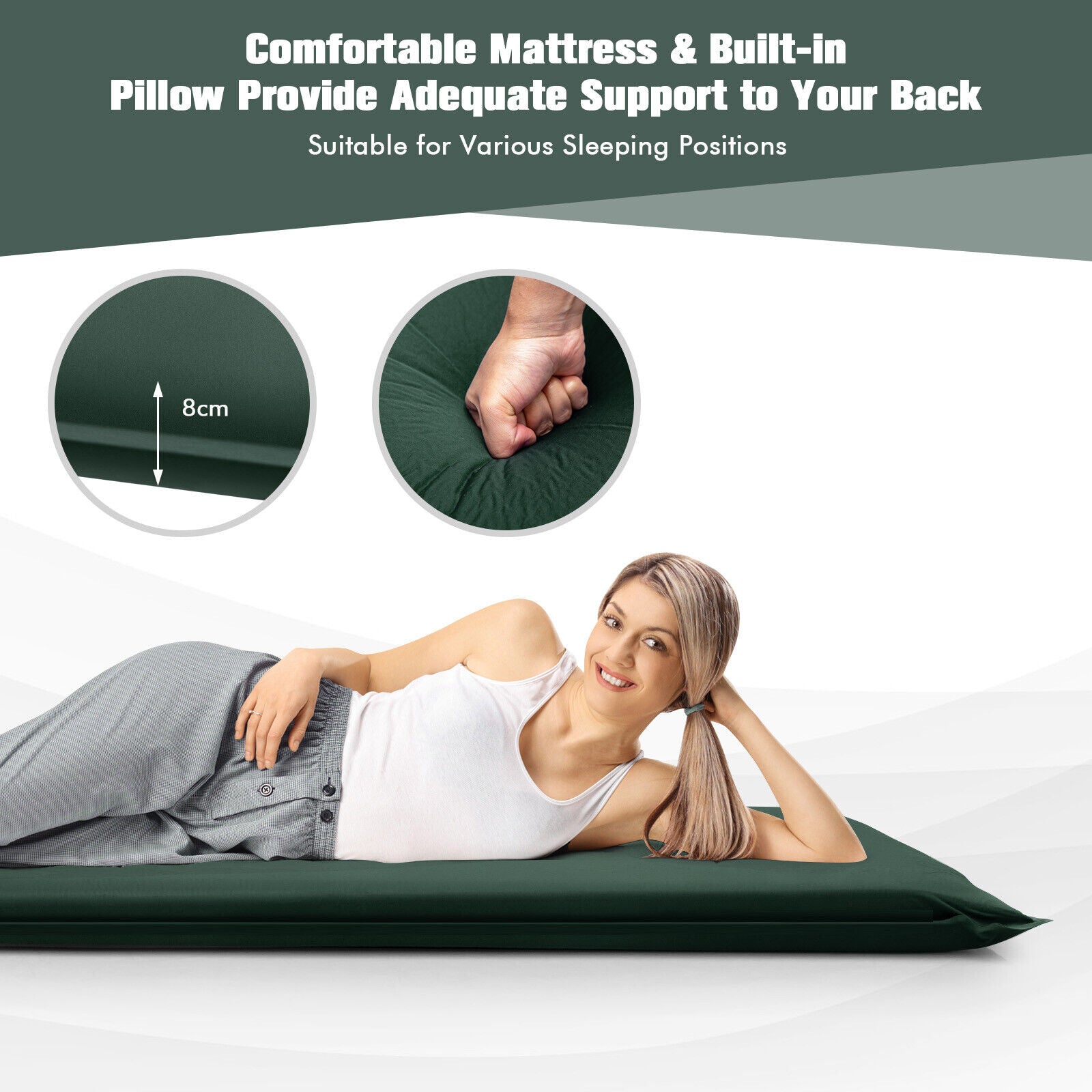 Self-inflating Lightweight Folding Foam Sleeping Cot with Storage bag, Green Air Mattresses & Sleeping Bags at Gallery Canada