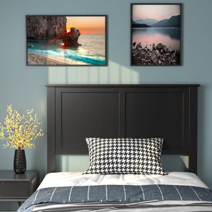 Solid Wood Flat Panel Headboard for Twin-size Bed, Black Headboards   at Gallery Canada