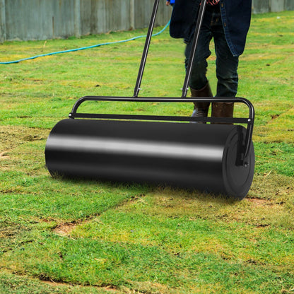 36 x 12 Inch Tow Lawn Roller Water Filled Metal Push Roller, Black Lawn Care Tools   at Gallery Canada