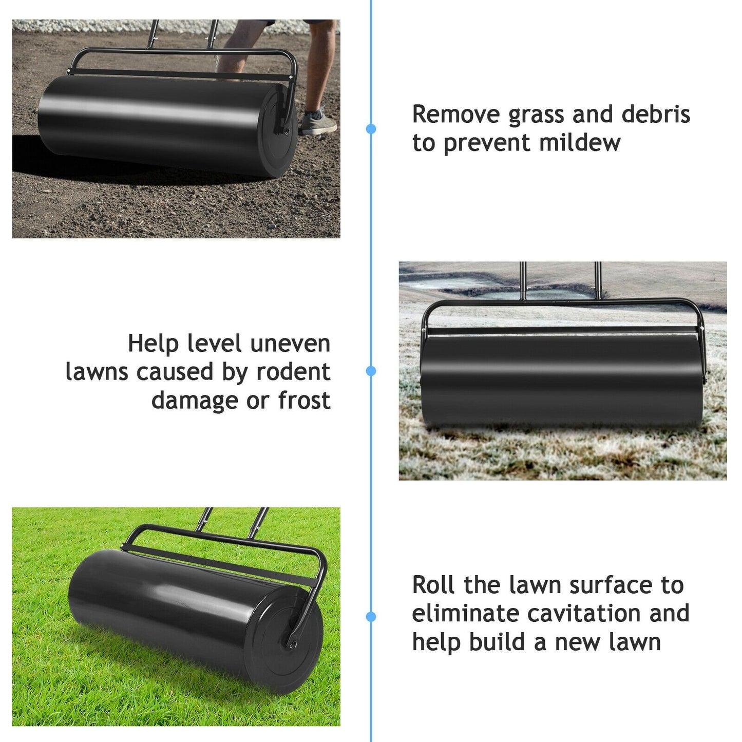 36 x 12 Inch Tow Lawn Roller Water Filled Metal Push Roller, Black Lawn Care Tools   at Gallery Canada