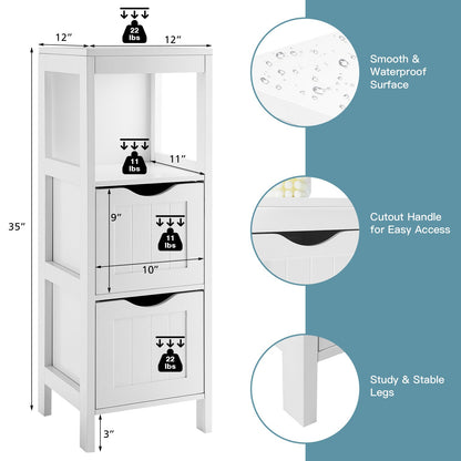 Freestanding Storage Cabinet with 2 Removable Drawers for Bathroom, White Floor Cabinets   at Gallery Canada