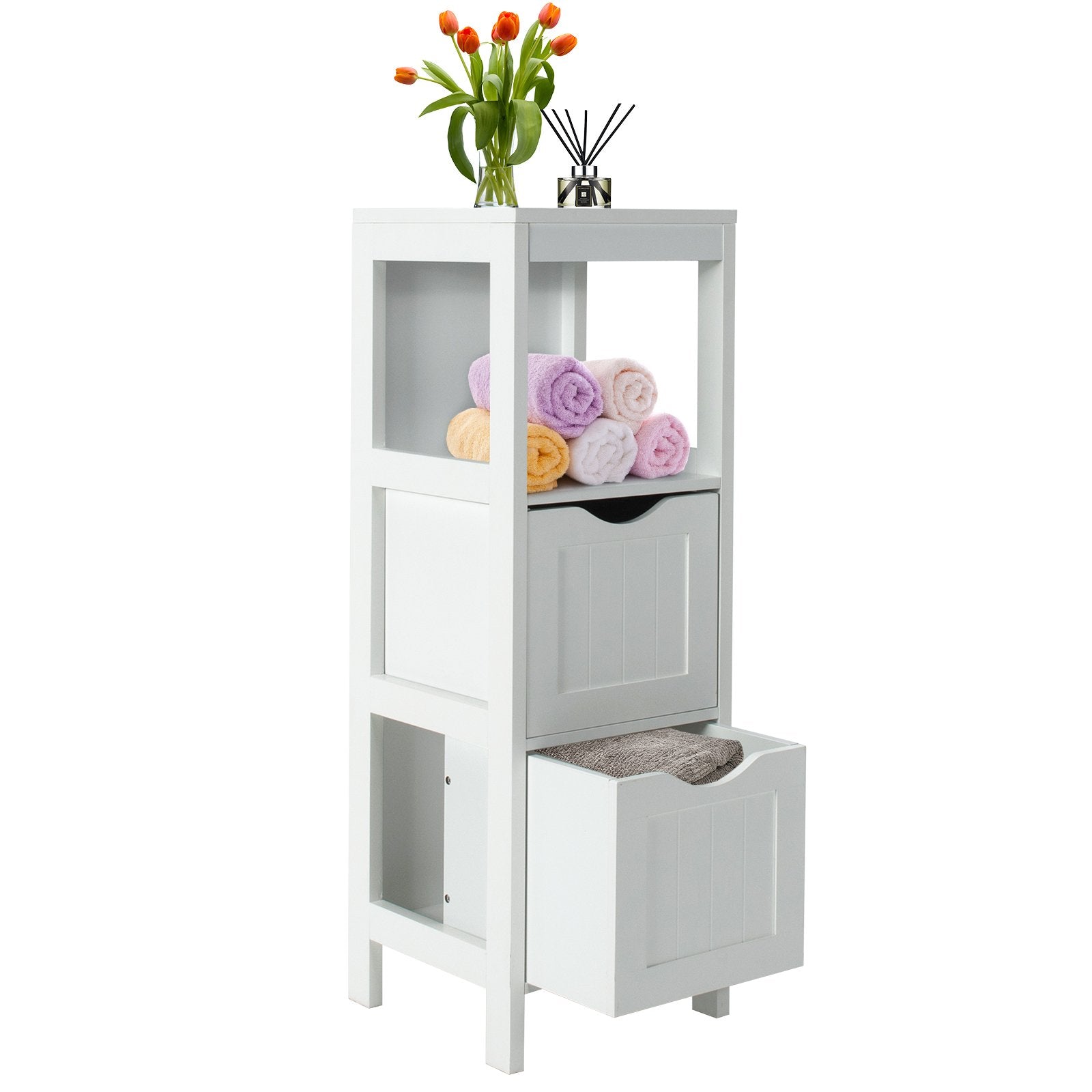 Freestanding Storage Cabinet with 2 Removable Drawers for Bathroom, White Floor Cabinets   at Gallery Canada