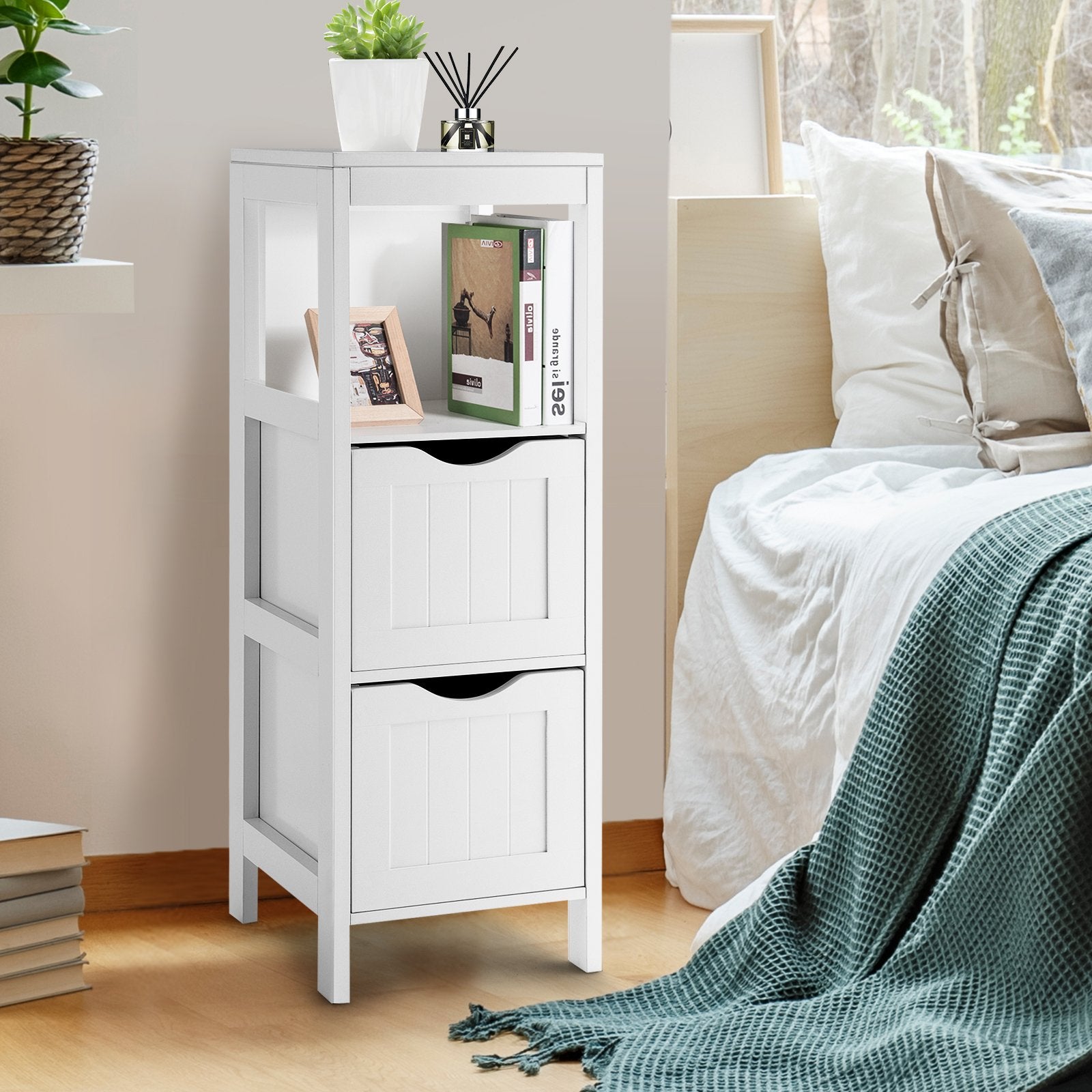 Freestanding Storage Cabinet with 2 Removable Drawers for Bathroom, White Floor Cabinets   at Gallery Canada