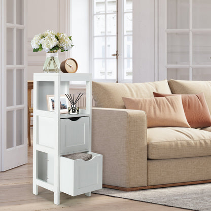 Freestanding Storage Cabinet with 2 Removable Drawers for Bathroom, White Floor Cabinets   at Gallery Canada