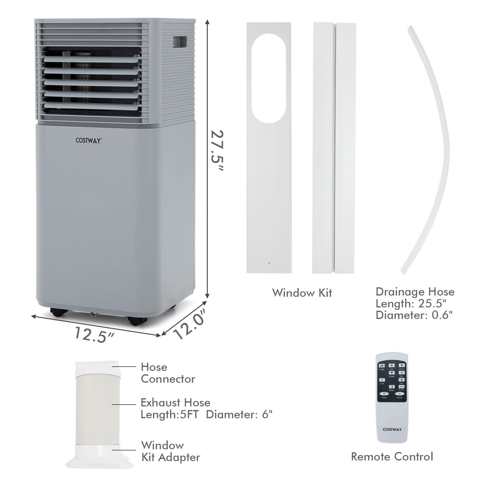 8000 BTU 3-in-1 Air Cooler with Dehumidifier and Fan Mode, Gray Portable Air Conditioners   at Gallery Canada