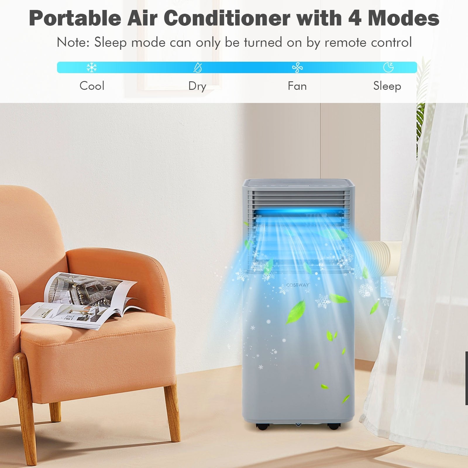 8000 BTU 3-in-1 Air Cooler with Dehumidifier and Fan Mode, Gray Portable Air Conditioners   at Gallery Canada