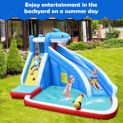 4-in-1 Inflatable Water Slide Park with Long Slide and 735W Blower Bounce House   at Gallery Canada