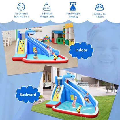 4-in-1 Inflatable Water Slide Park with Long Slide and 735W Blower Bounce House   at Gallery Canada