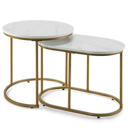 Modern Nesting Coffee Table Set of 2, White Coffee Tables   at Gallery Canada