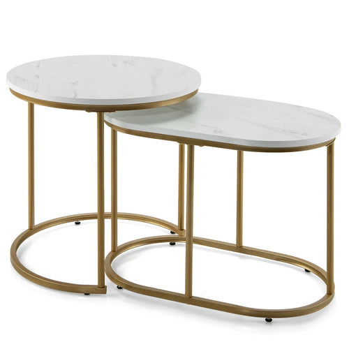 Modern Nesting Coffee Table Set of 2, White