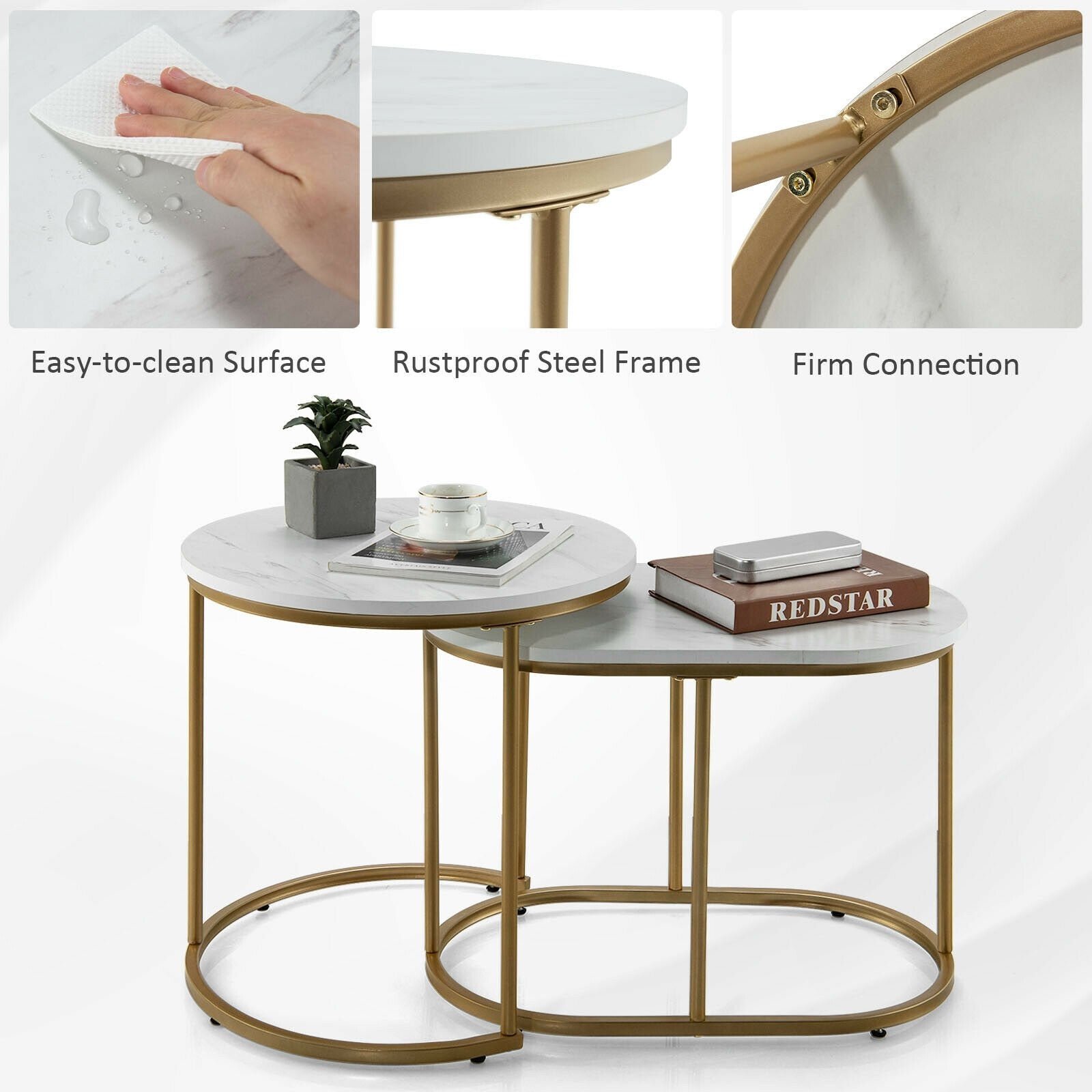 Modern Nesting Coffee Table Set of 2, White Coffee Tables   at Gallery Canada