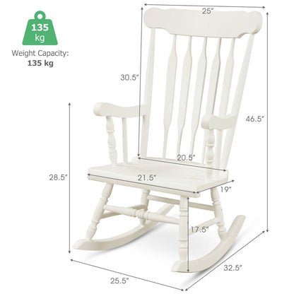 Solid Wood Porch Glossy Finish Rocking Chair, White Patio Rocking Chairs & Gliders   at Gallery Canada