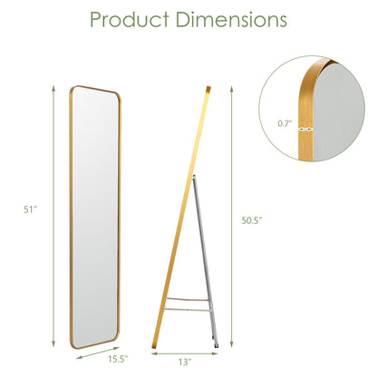 Full Length Wall Mounted Hanging Mirror with Stand Free Standing Body, Golden Floor Mirrors at Gallery Canada