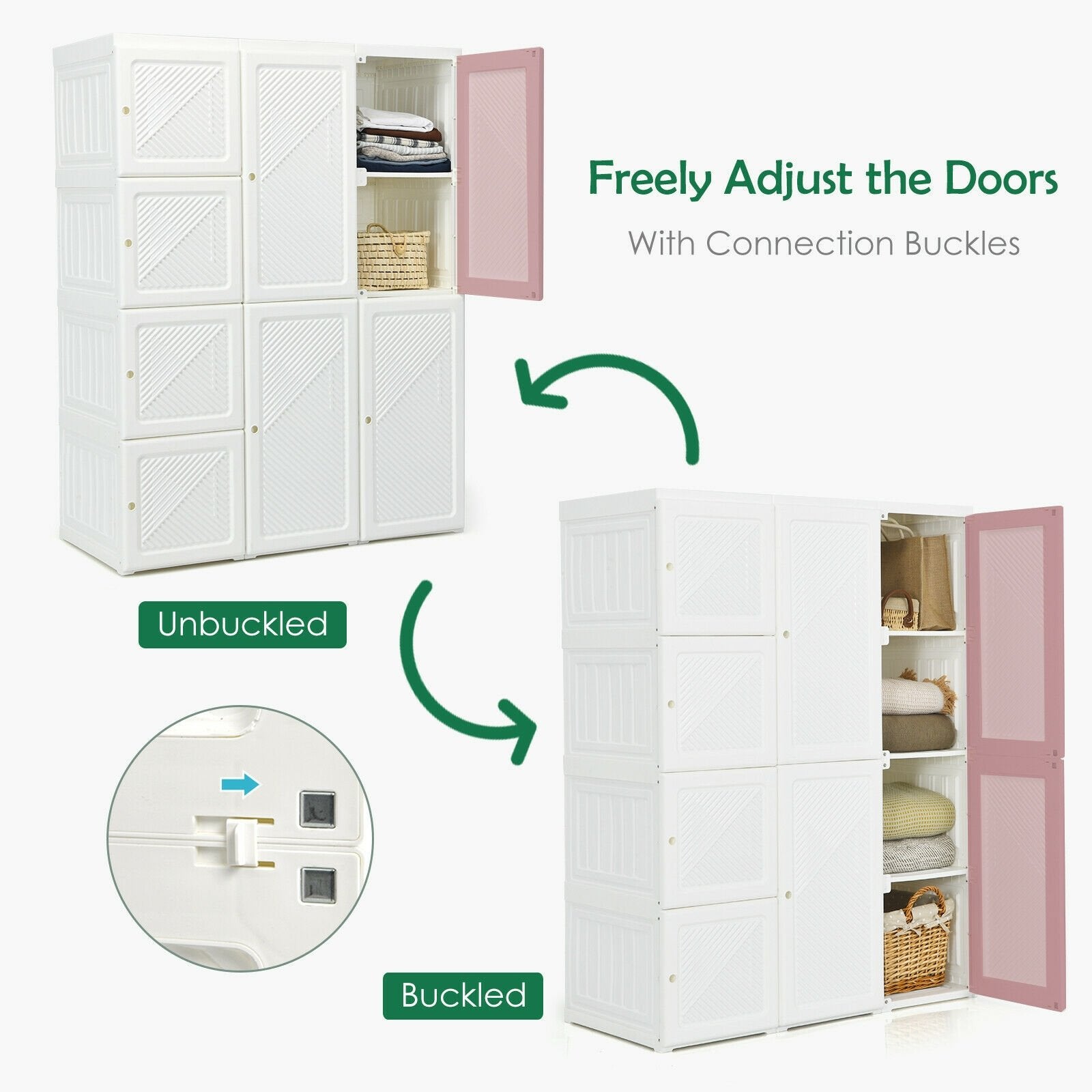 Clothes Foldable Armoire Wardrobe Closet with 12 Cubby Storage, White Clothing & Closet Storage   at Gallery Canada